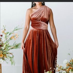 Micah convertible dress in terracotta